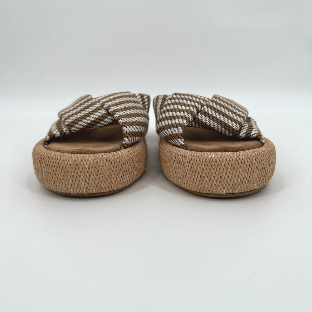 Clergerie Paris Womens Andrewti Platform Slide Sandals Brown White Striped 8.5 - Picture 3 of 9